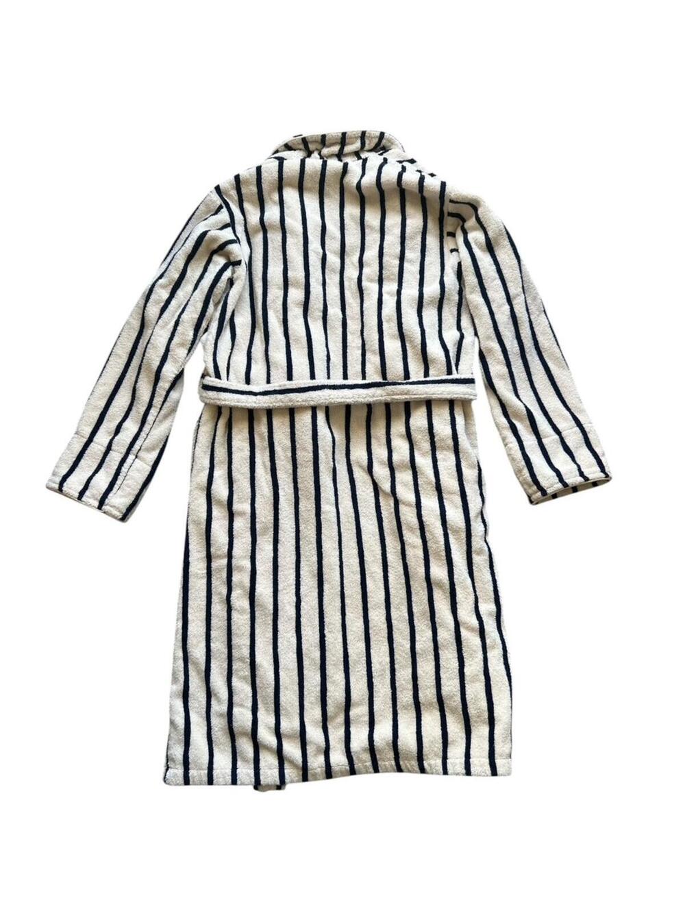 Brooklinen Super-Plush Robe Size M Striped Abyss Turkish Cotton Spa Luxe Unisex - Picture 4 of 4
